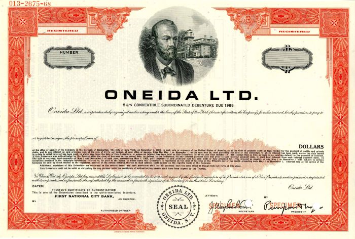 Oneida Ltd. - Bond