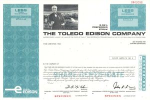 Toledo Edison Co. - Specimen Stock Certificate