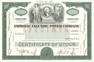 Potomac Electric Power Co. - Specimen Stocks and Bonds