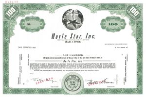 Movie Star, Inc. - Stock Certificate