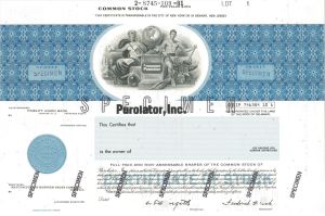 Purolator, Inc. - Specimen Stock Certificate