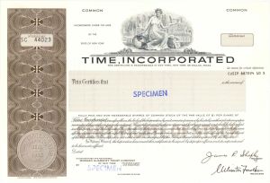 Time, Incorporated - Specimen Stock Certificate