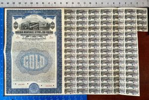 Chicago, Milwaukee, St. Paul and Pacific Railroad Co. - 1925 dated $100 or $500 Railway Specimen Bond - Blue or Olive - Please Specify Color