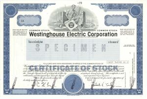 Westinghouse Electric Corp. - Specimen Stock Certificate