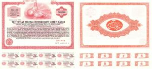 Twelve Federal Intermediate Credit Banks - 1974 dated $500,000 Specimen Bond - Red