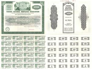 Fannie Mae - Federal National Mortgage Association - FNMA - 1971 dated American Banknote $10,000 Specimen Bond