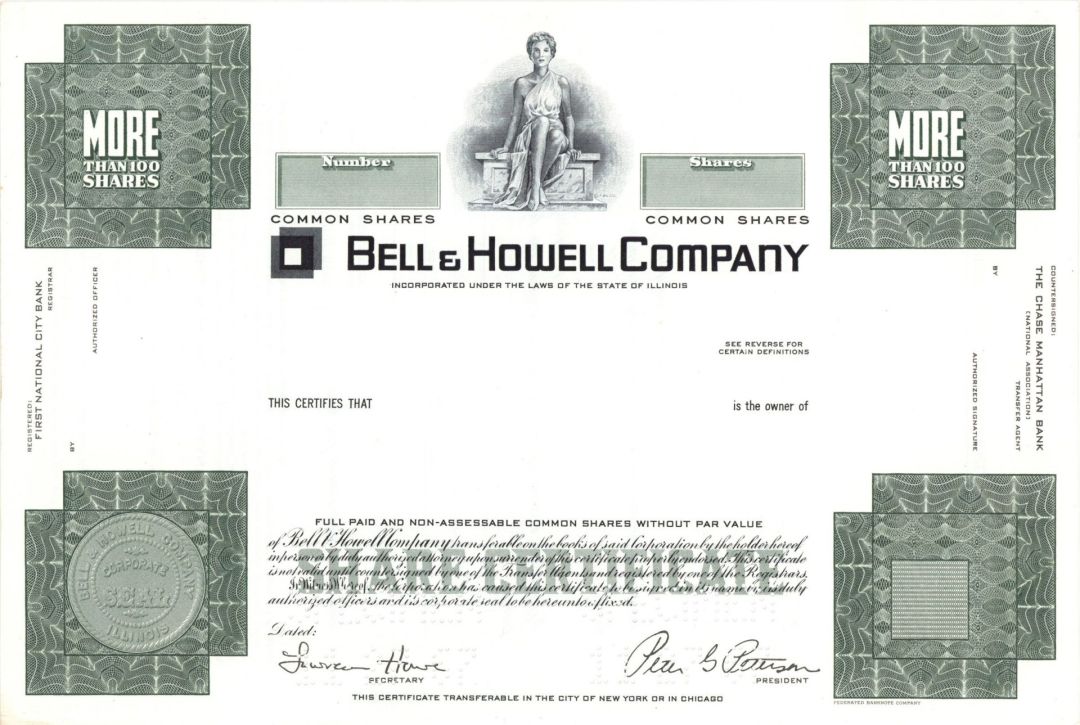 Bell and Howell Co. - Specimen Stock Certificate