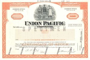 Union Pacific Corp. - Specimen Stock Certificate