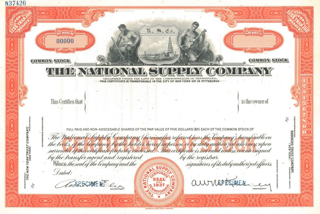 National Supply Co. - Stock Certificate