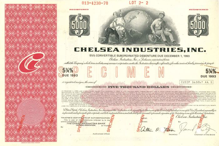 Chelsea Industries, Inc - $5,000 - Bond