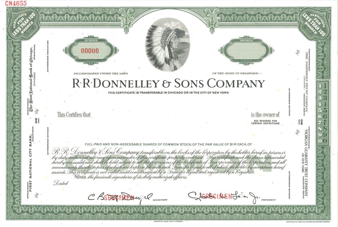 R. R. Donnelley and Sons Co. - Specimen Stock Certificate