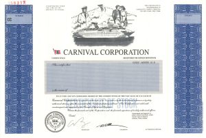 Carnival Corporation - 1998 dated Specimen Stock Certificate