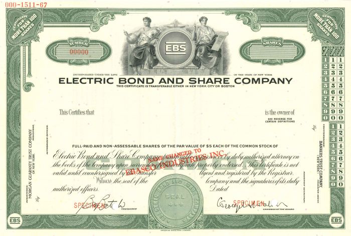 Electric Bond and Share Co. - Stock Certificate