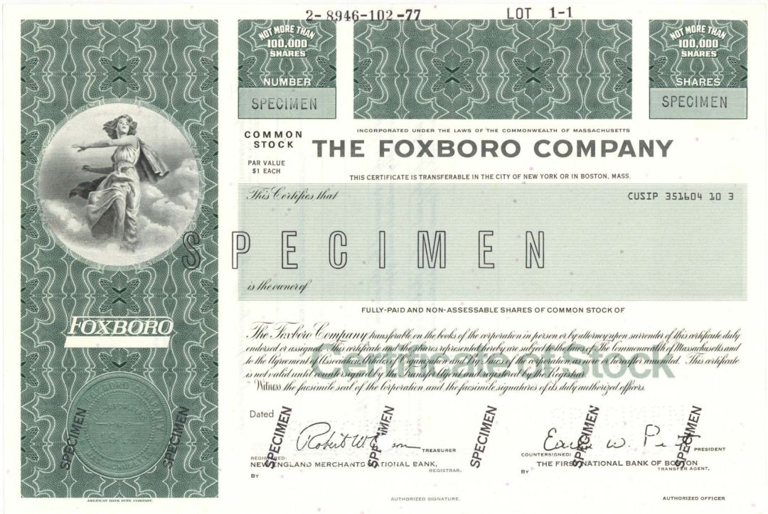 Foxboro Co. - Specimen Stock Certificate