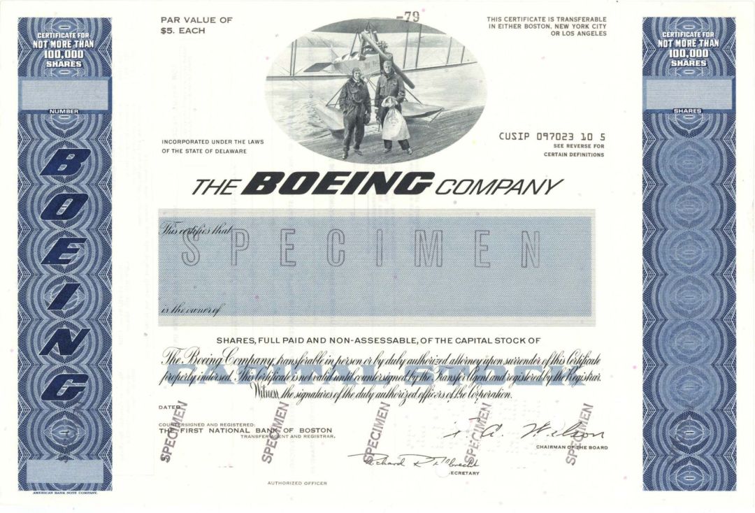 Boeing Co. - Specimen Stock Certificate