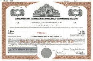 American Express Credit Corporation - Specimen Certificate