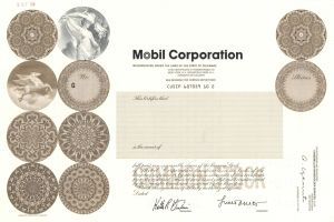 Mobil Corporation - 1994 dated Specimen Stock Certificate - Gorgeous Design
