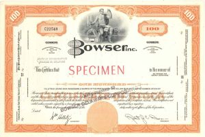 Bowser, Inc. - Specimen Stock Certificate