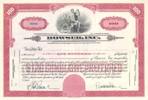 Bowser, Inc. - Specimen Stock Certificate