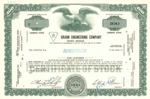 Braun Engineering Co. - Stock Certificate