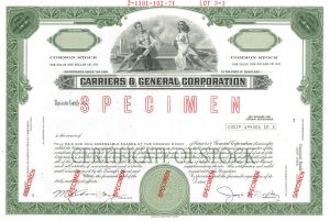 Carriers and General Corporation - Specimen Stock Certificate