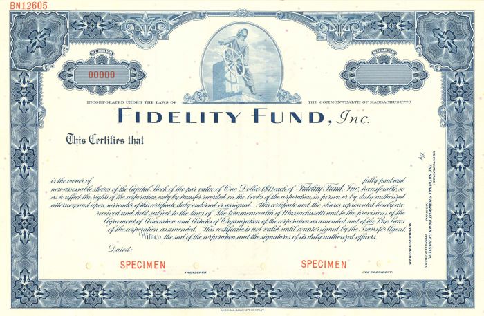 Fidelity Fund, Inc. - Specimen Stock Certificate