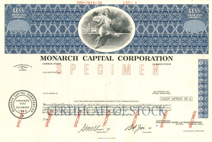 Monarch Capital Corporation - Stock Certificate