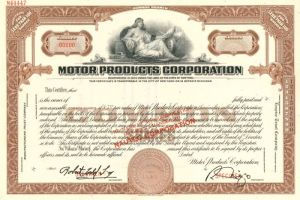 Motor Products Corporation - Stock Certificate