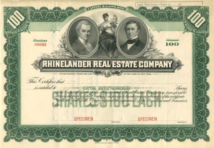 Rhinelander Real Estate Co. - Stock Certificate