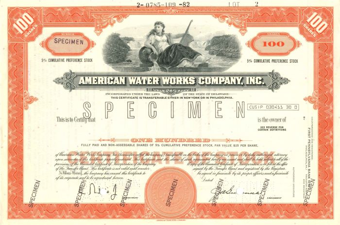 American Water Works Co., Inc. - Stock Certificate