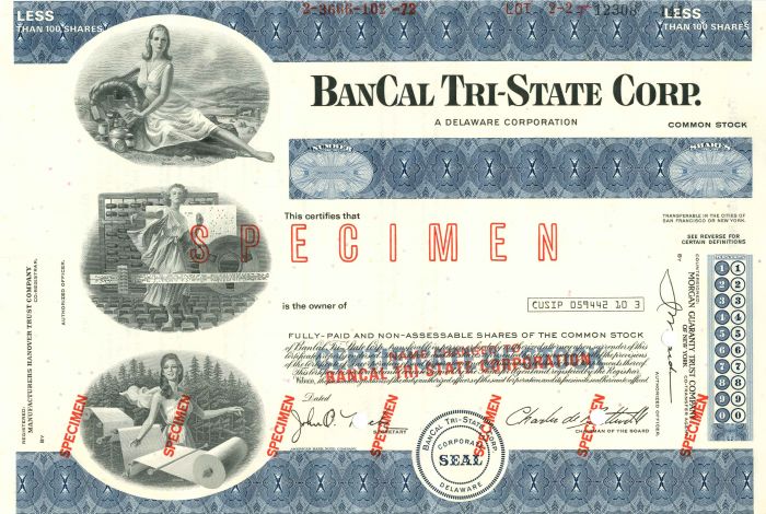 BanCal Tri-State Corp. - Stock Certificate