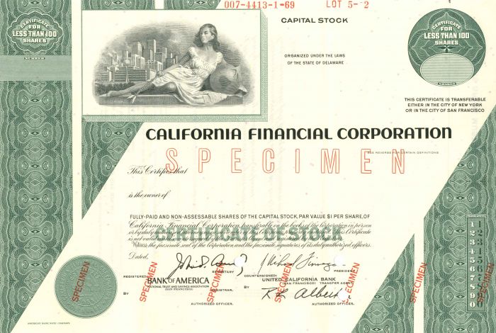 California Financial Corporation - Stock Certificate