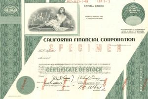 California Financial Corporation - Stock Certificate