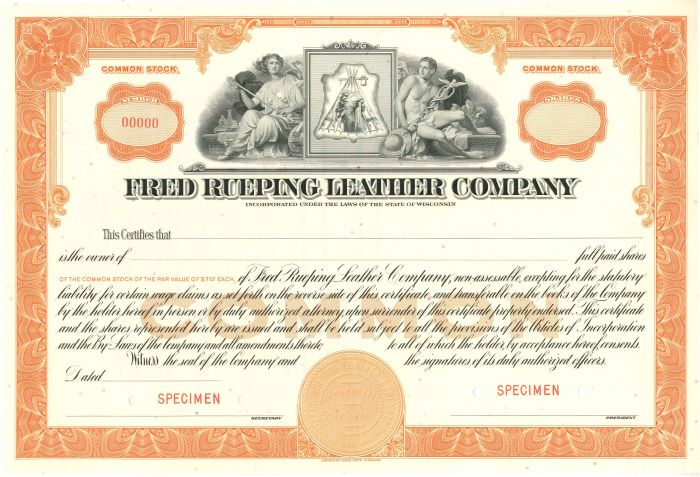 Fred Rueping Leather Co. - Stock Certificate