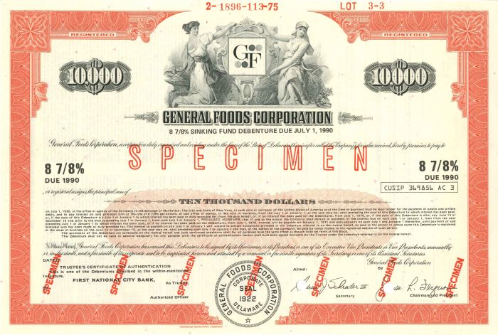 General Foods Corporation - Specimen Bond