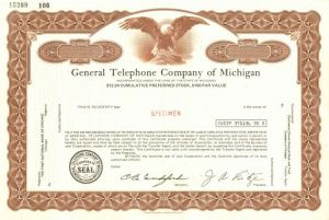 General Telephone Co. of Michigan - Stock Certificate