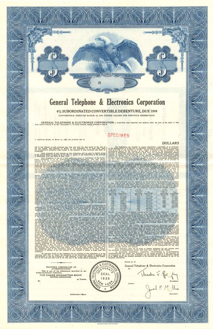 General Telephone and Electronics Corporation - Bond