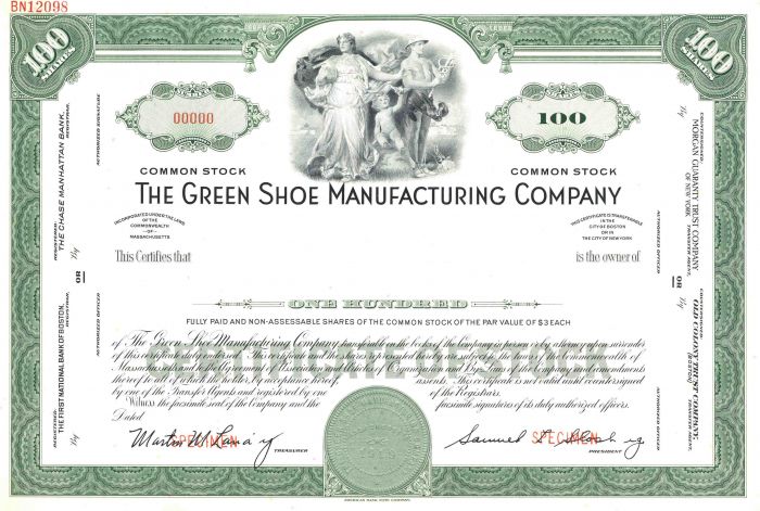 Green Shoe Manufacturing Co. - Stock Certificate