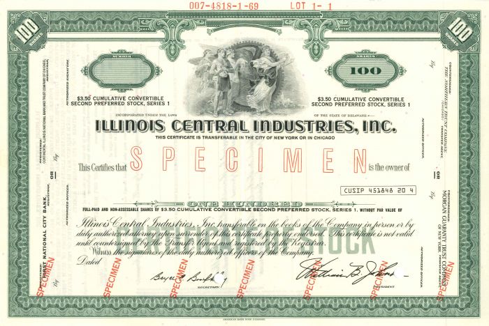 Illinois Central Industries, Inc. - Specimen Stock Certificate - PepsiAmericas, Inc.