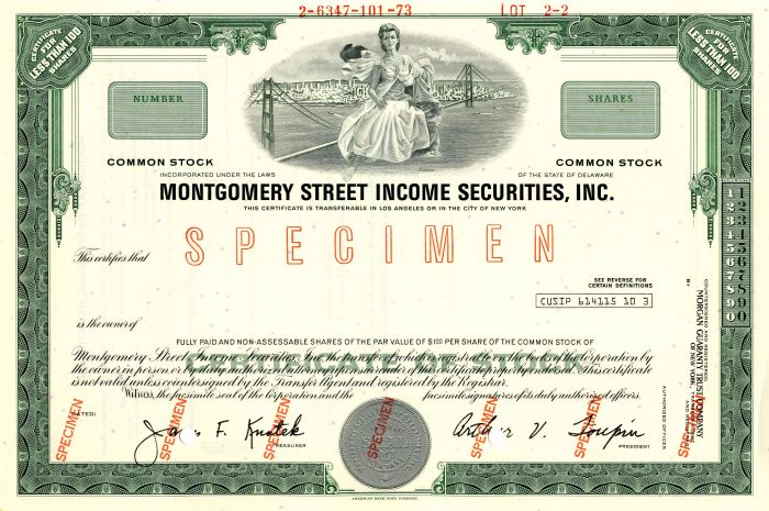 Montgomery Street Income Securities, Inc. - Stock Certificate