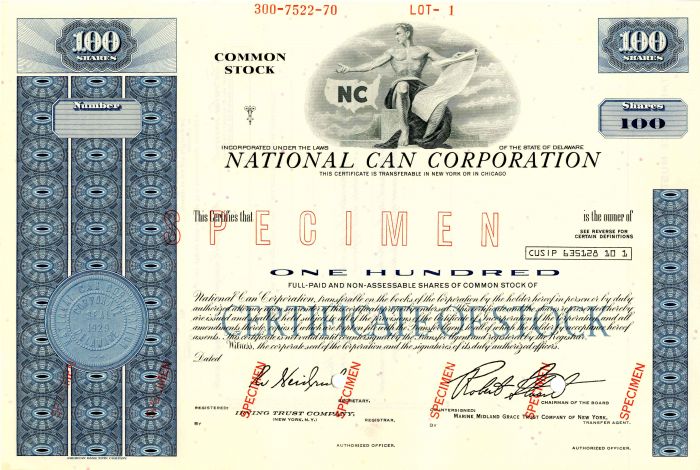 National Can Corporation - Stock Certificate