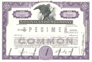 National Gypsum Co. - Construction Materials Specimen Stock Certificate