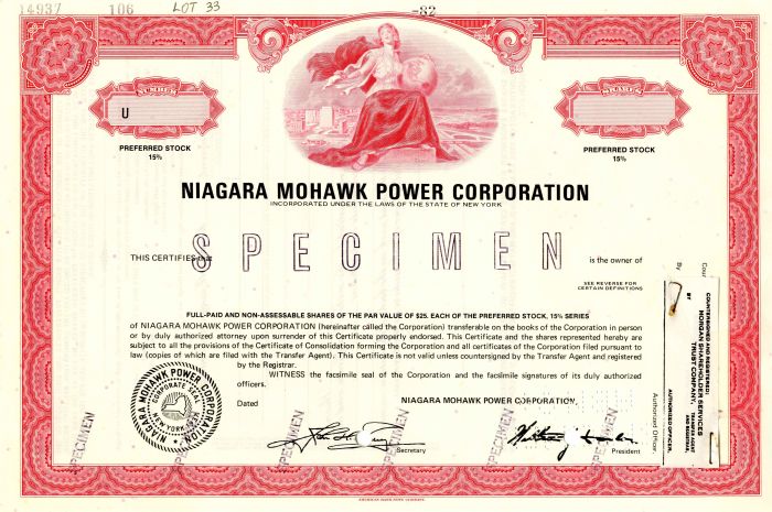 Niagara Mohawk Power Corporation - Specimen Stock Certificate