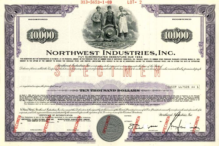 Northwest Industries, Inc. - $10,000 - Bond