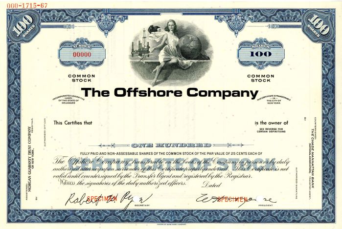 Offshore Co. - Stock Certificate