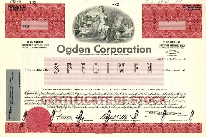 Ogden Corporation - Stock Certificate