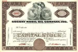Socony Mobil Oil Co., Inc. - Stock Certificate