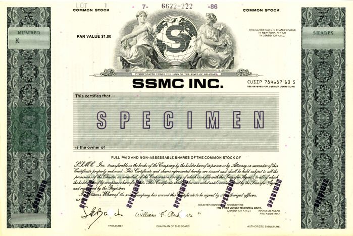 SSMC Inc. - Stock Certificate