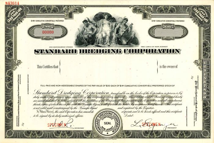 Standard Dredging Corporation - Stock Certificate