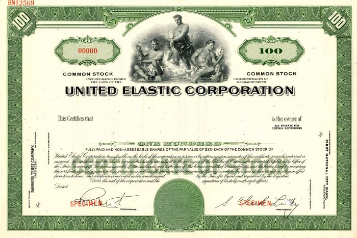 United Elastic Corporation - Stock Certificate